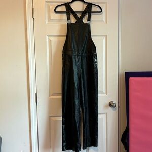 Black leather overalls